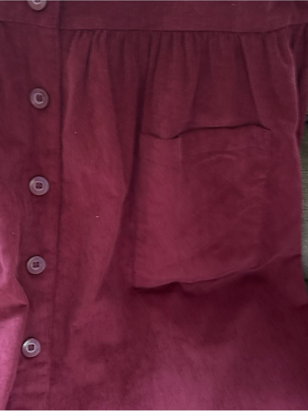 The Vermont Country Store Button Front Corduroy Jumper Overall Dress Large Wine - Picture 4 of 7